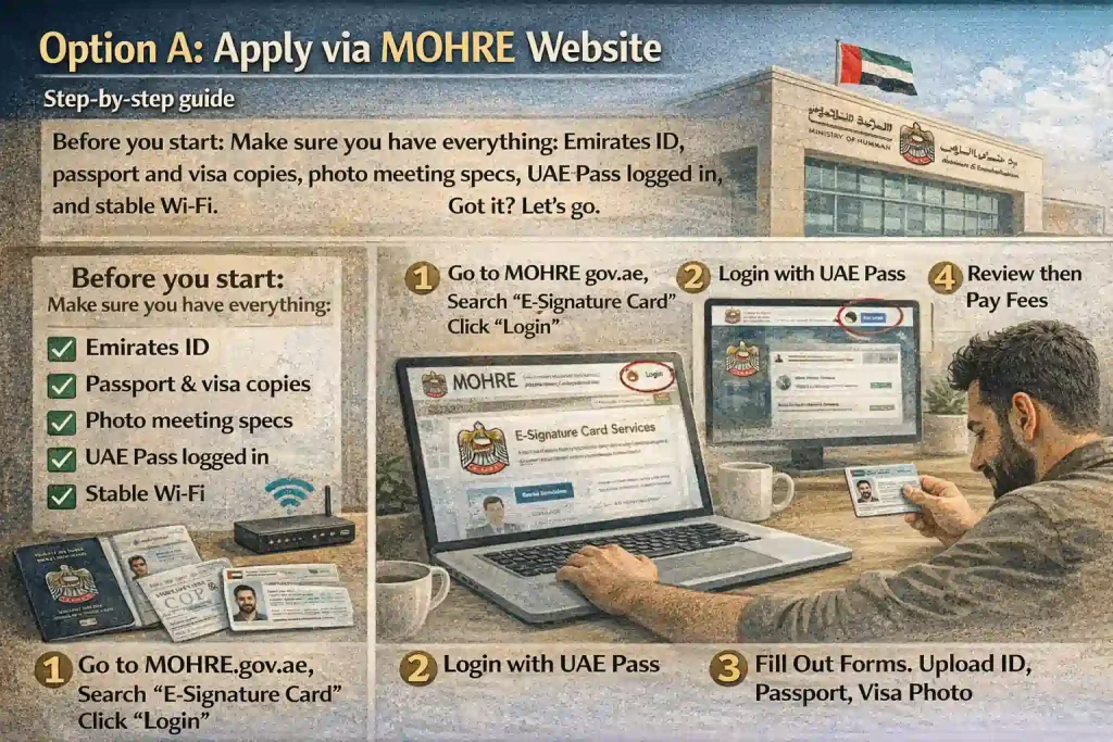 Applying for an e signature card