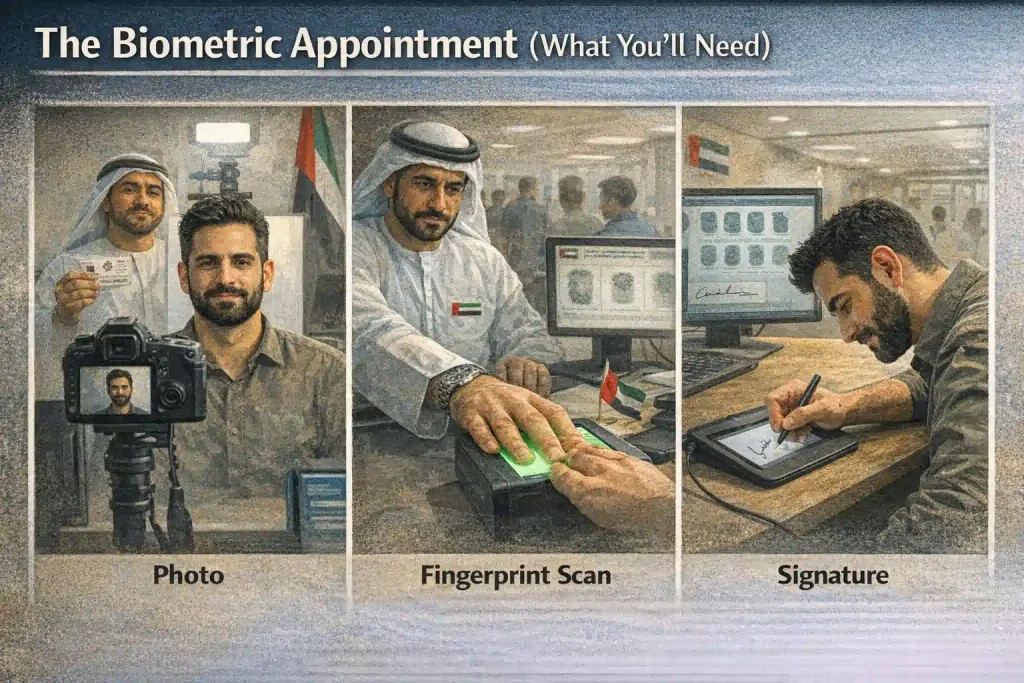 Biometric appointment steps in UAE
